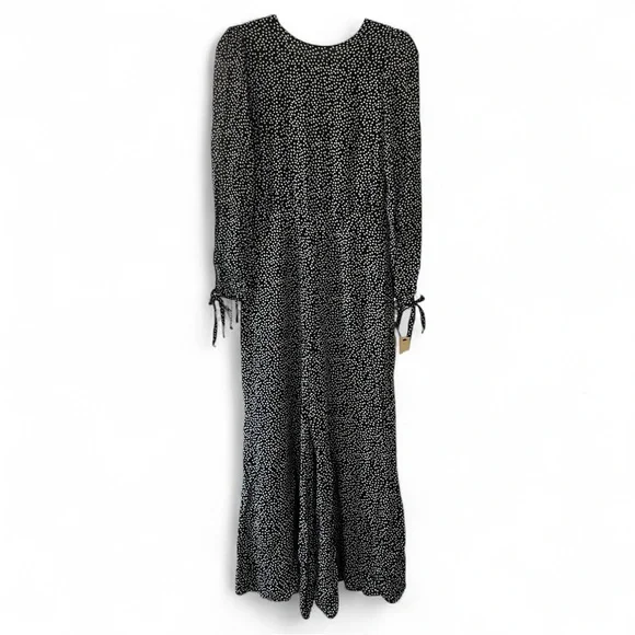 NWT Reformation Black White Floral Long Sleeve Wide Leg Missy Jumpsuit - Picture 2 of 5